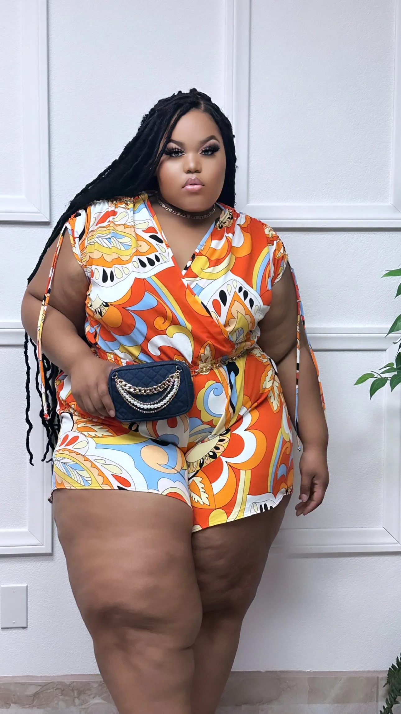 Orange Multi color Rema + Size Romper