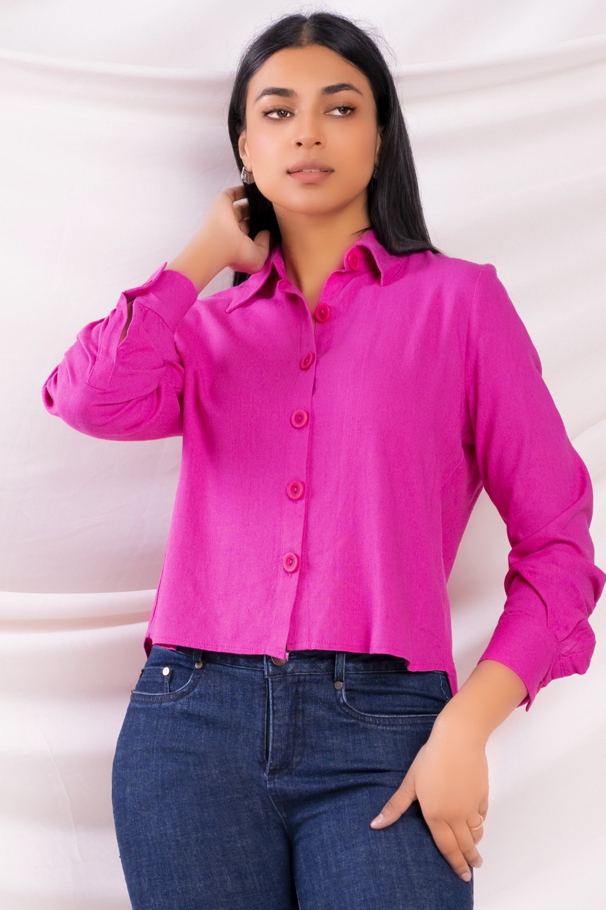 Pink Cropped Shirt