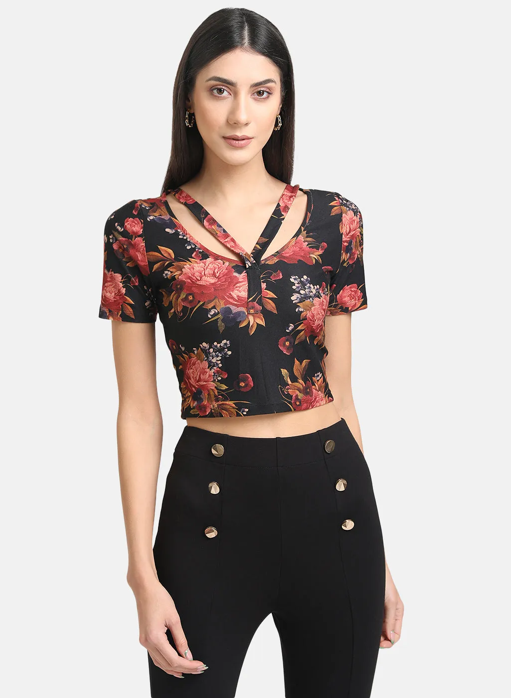 Printed Suede Crop Top