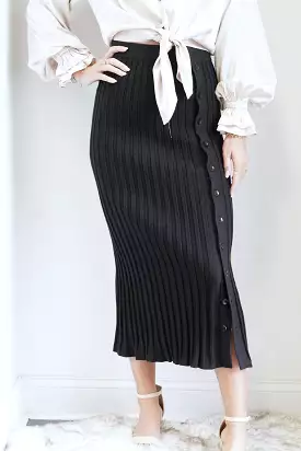 Rydel Ribbed Button Down Knitted Long Skirt