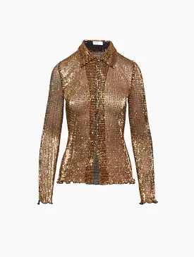 Slim Sequin Mesh Shirt