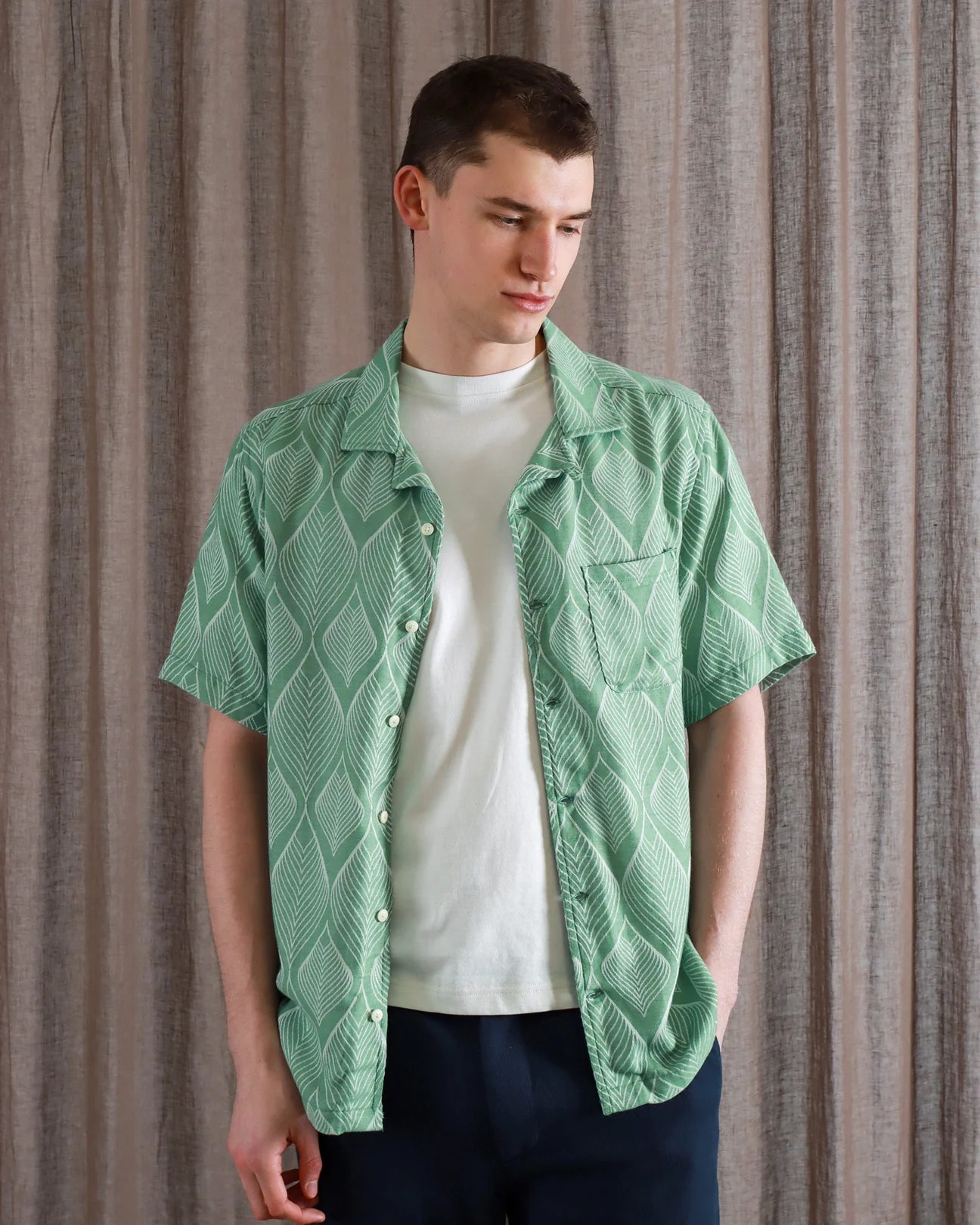 Stachio Leaf S/S Jacquard Shirt