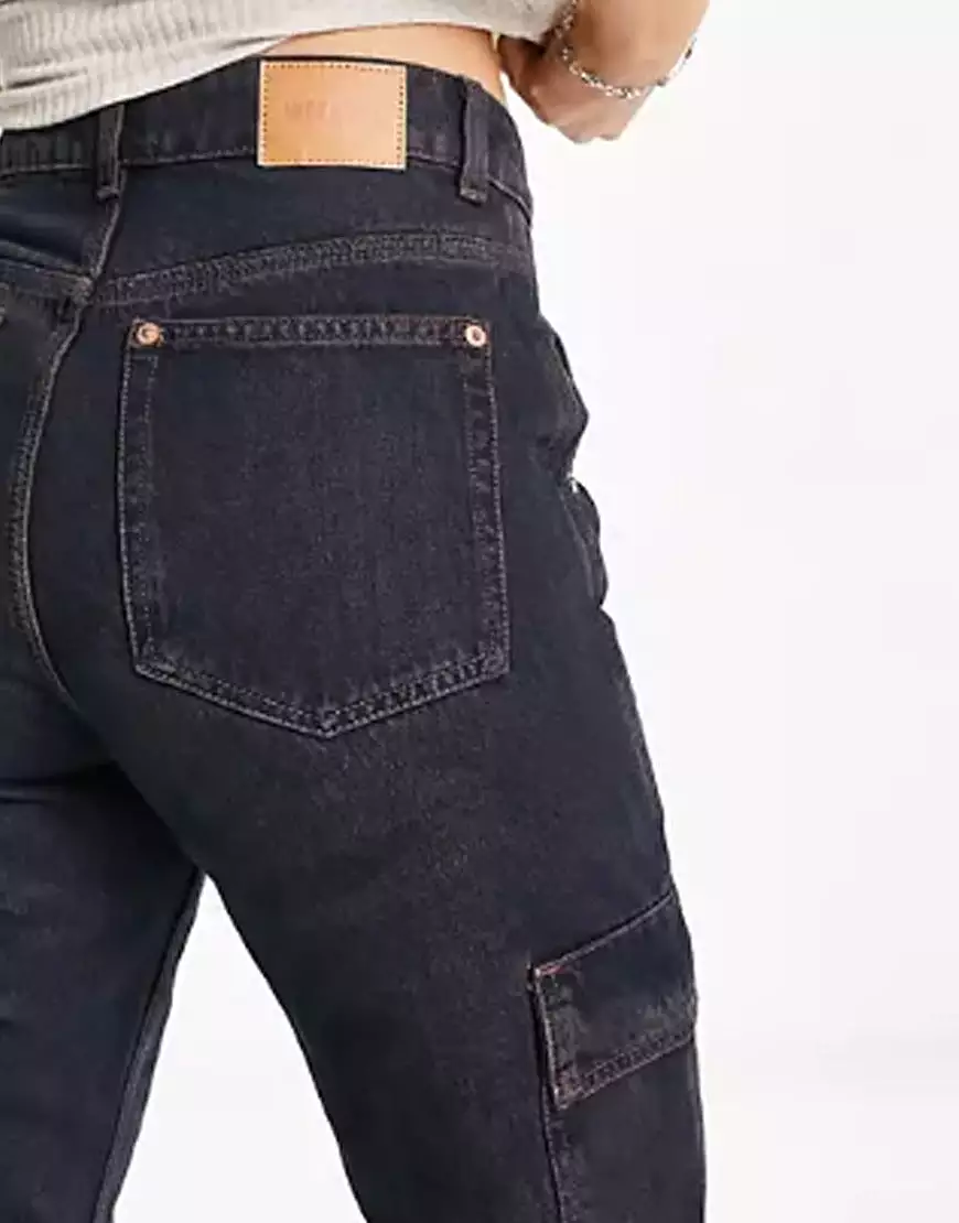 Straight Cargo Jeans Dark Blue Tint