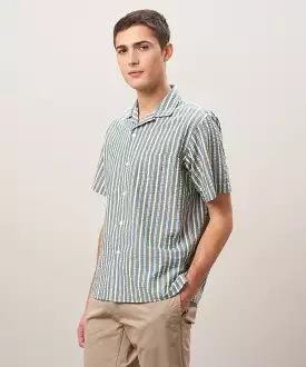 Striped Seersucker S/S Palm Shirt