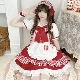 Sweet Red Lolita Cute Princess Maid Dress ON650