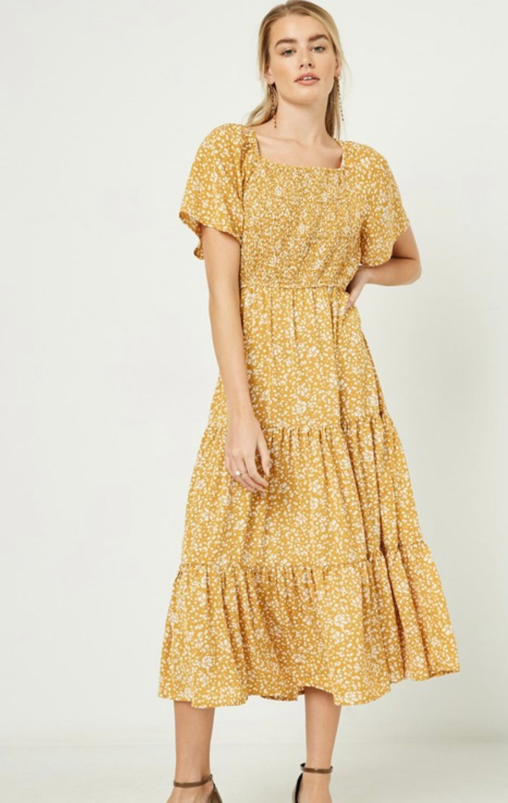 The Tia Yellow Floral Dress