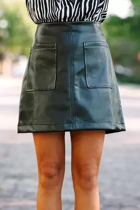 Trust Yourself Black Faux Leather Skirt