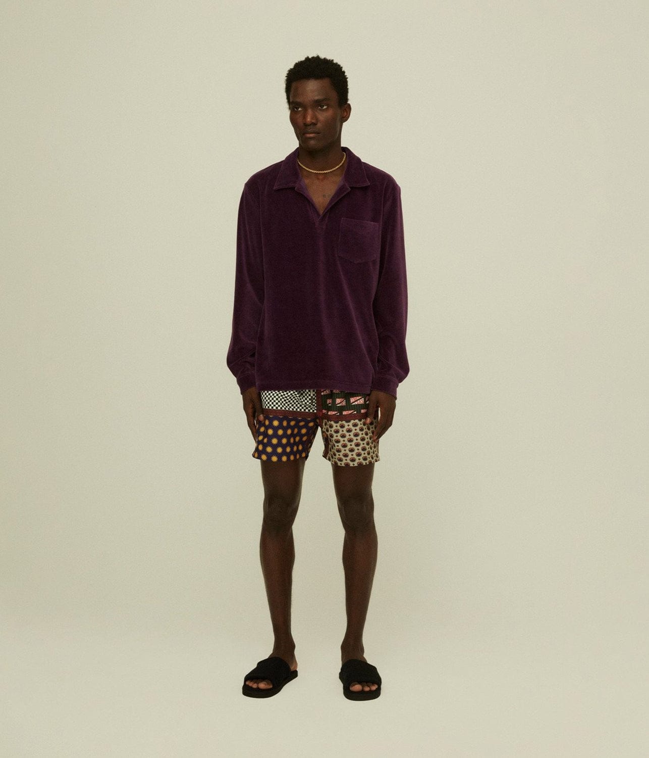 VELOUR LONG SLEEVE SHIRT- DANDY PURPLE