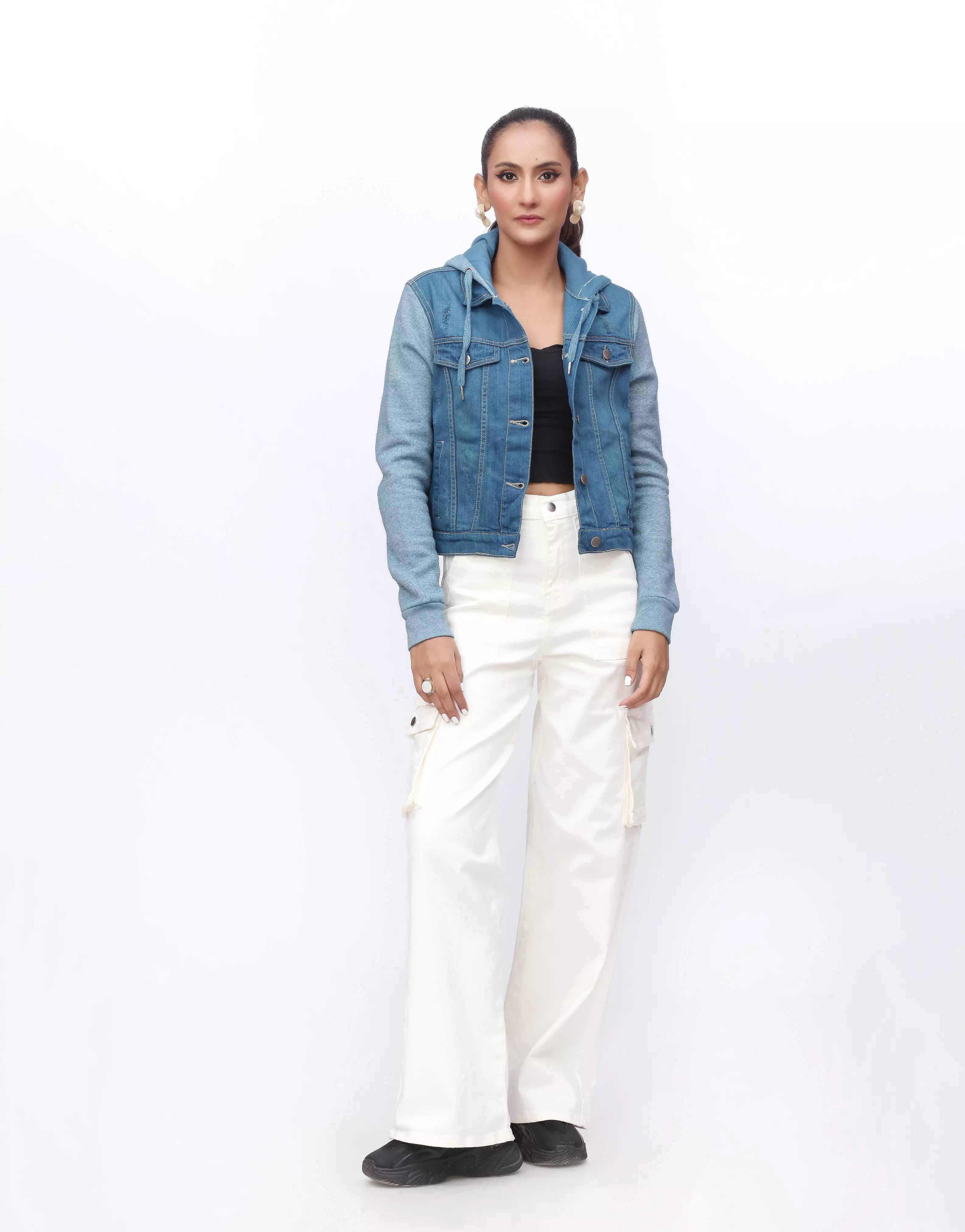 Wide Leg Flap Pocket Cargo White