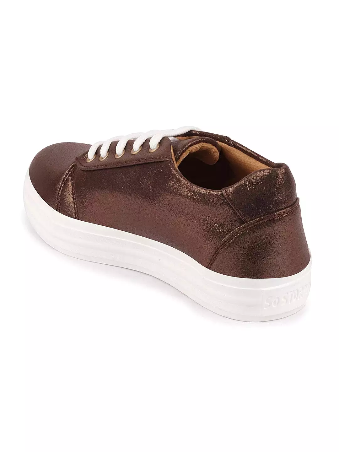 Women Copper Casual Lace-Up Sneakers