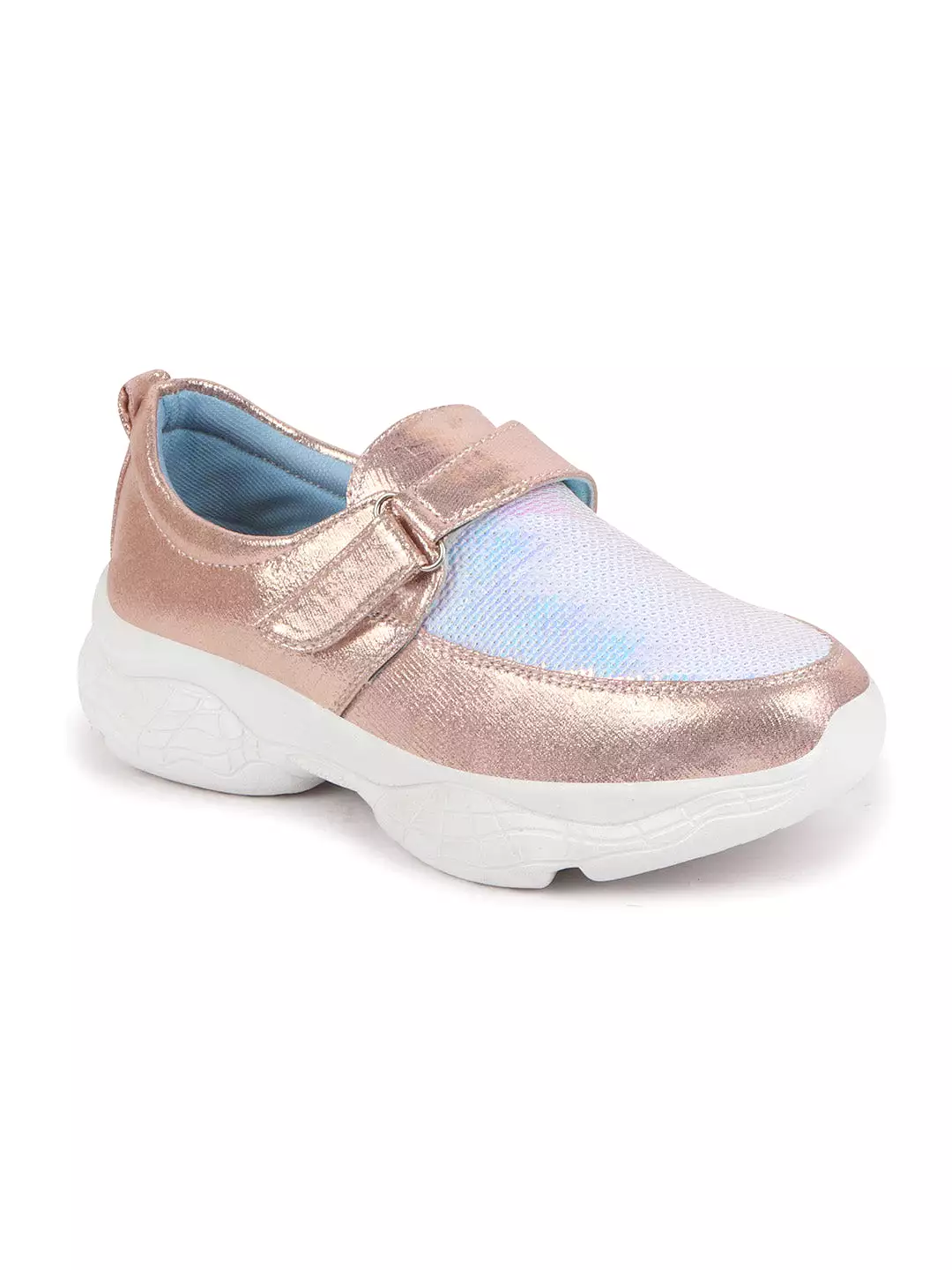 Women Pink Stylish Hook & Loop Sneakers