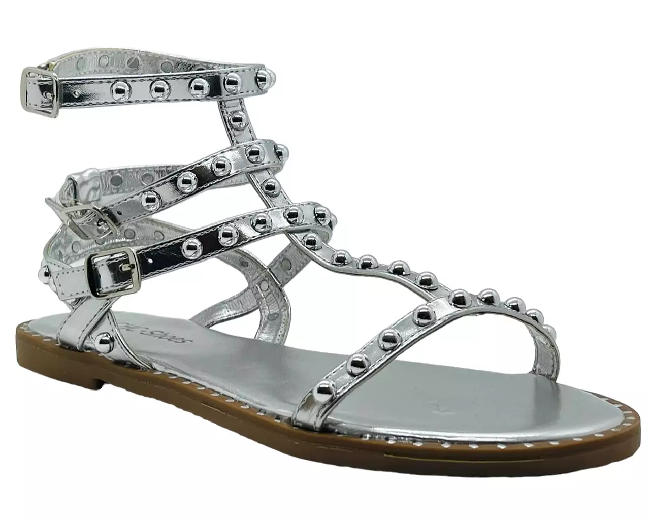 Women's Flat Studded Gladiator Buckle Sandals