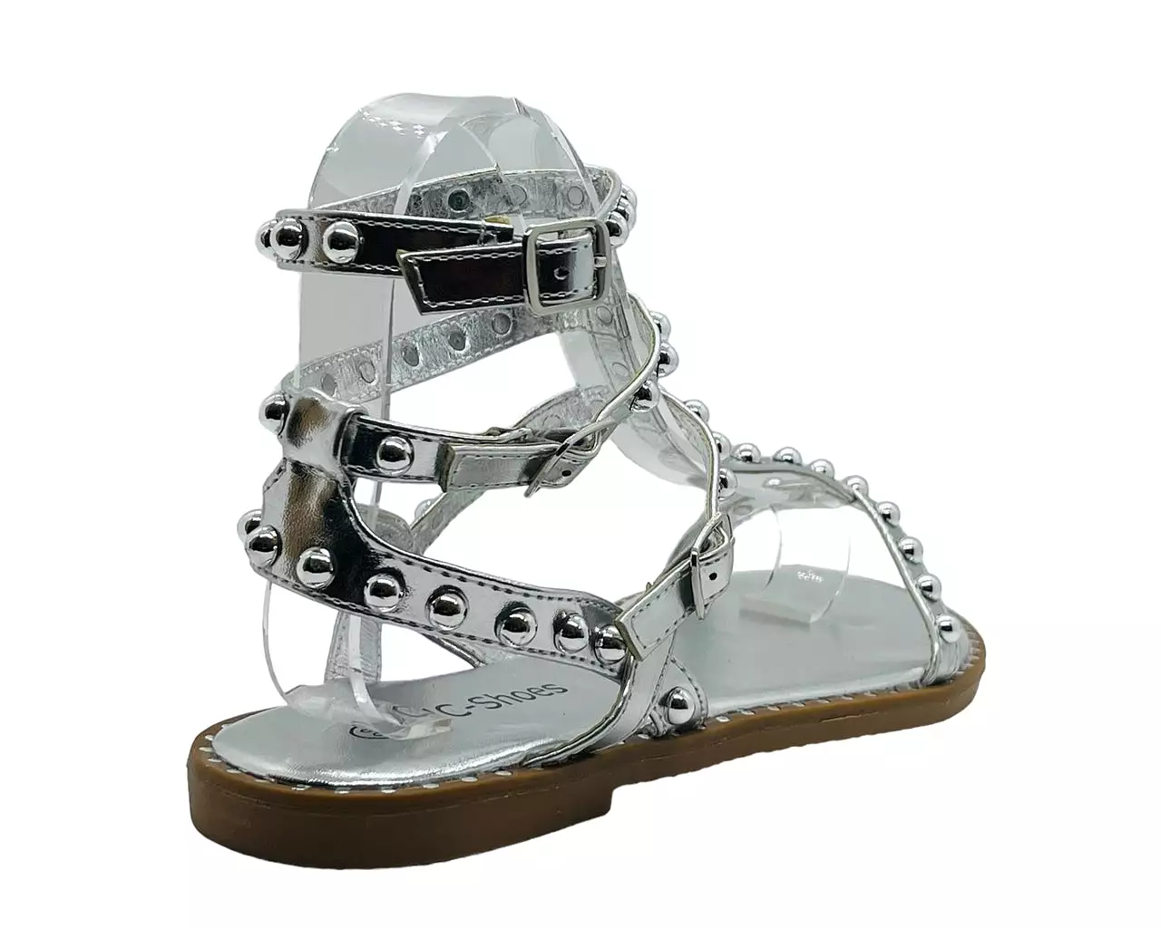 Women's Flat Studded Gladiator Buckle Sandals