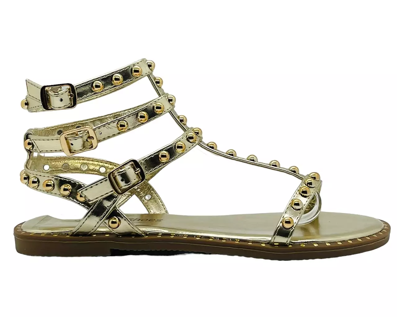 Women's Flat Studded Gladiator Buckle Sandals