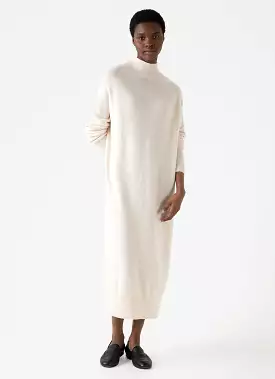 Women's Lambswool Funnel Neck Dress in Ecru